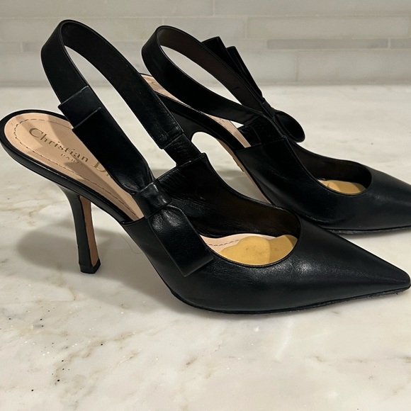 Christian Dior J'Adior Slingback Black Leather Pumps - Picture 2 of 10